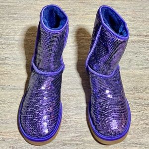 UGG Australia Eva S/N 3161 classic purple short sparkles sequins boots